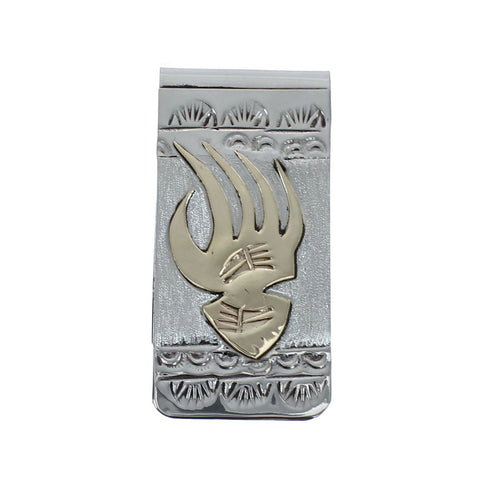 Native American Bear Paw Sterling Silver And 12KGF Money Clip AX126672